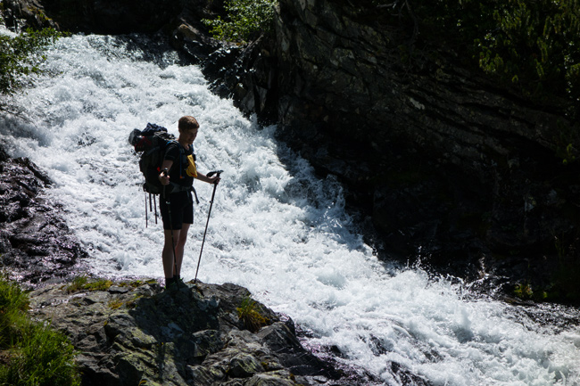 Wasserfälle, Bäche, Flüsse, Bergseen und das Mittelmeer: Die Alpenüberquerung Salzburg-Triest ist wasserreich. (Foto: Christof Herrmann, 2013)