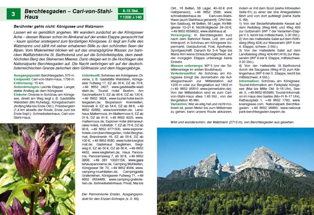 Die Seiten 58 und 59 der 3. Auflage des Wanderführers "Alpenüberquerung Salzburg - Triest". 