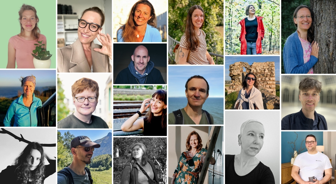 Mehr Zeit für das Wesentliche – 19 Blogger*innen und Coaches geben Impulse zu Zeitwohlstand Collage mit Porträtfotos der 19 Blogger*innen, Autor*innen und Coaches, die im Round-up-Post "Mehr Zeit für das Wesentliche" Impulse zu Zeitwohlstand teilen.